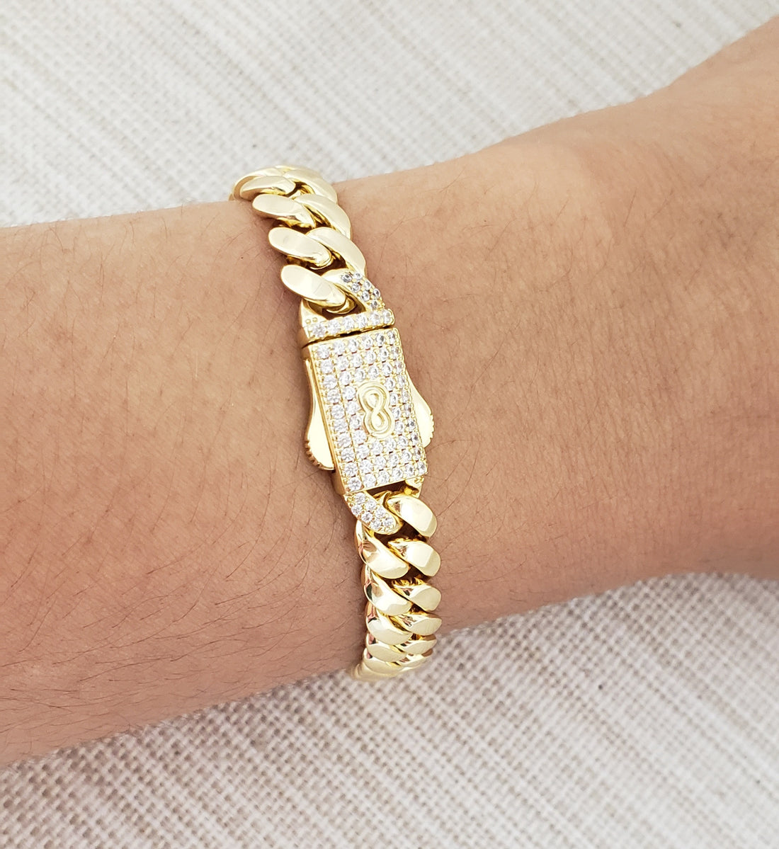 14K Gold Plated Cz Cuban Monaco Bracelet