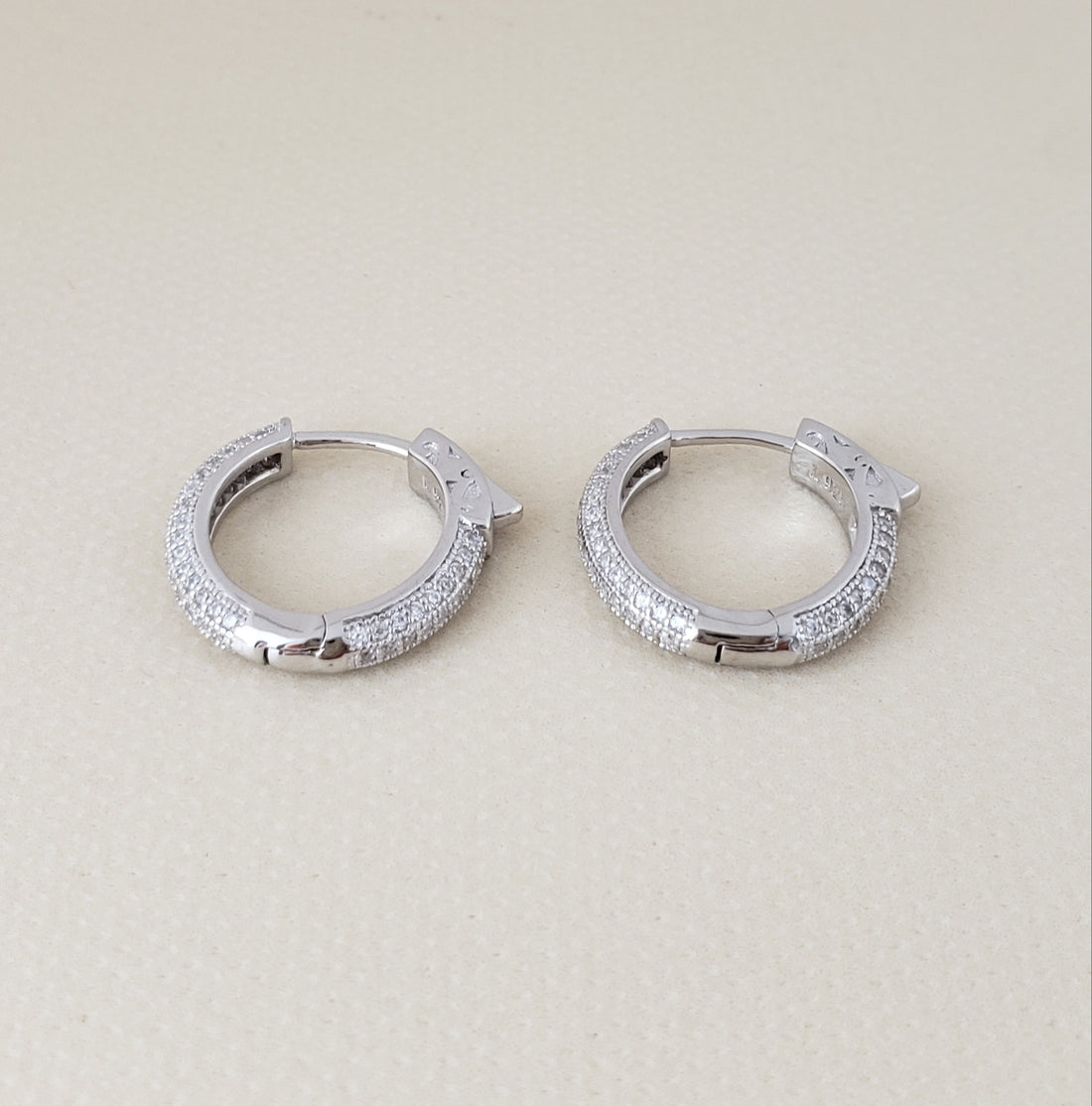 18K Gold Plated 925 Sterling Silver Cz Hoop Earrings